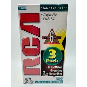 RCA Blank VHS Tapes 3 Pack T-120H Standard Grade 6 Hour Recording New Sealed